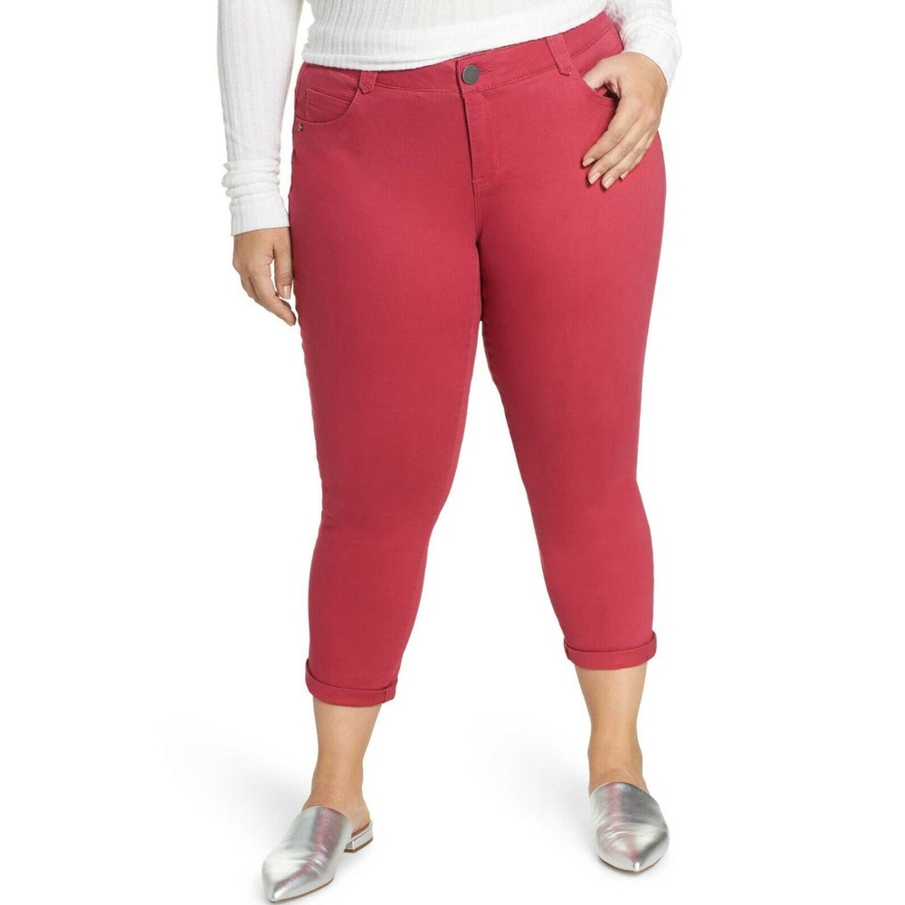 Wit & Wisdom NWT Ab-Solution Ankle Skimmer Jeans Fuchsia Cropped Size 24W